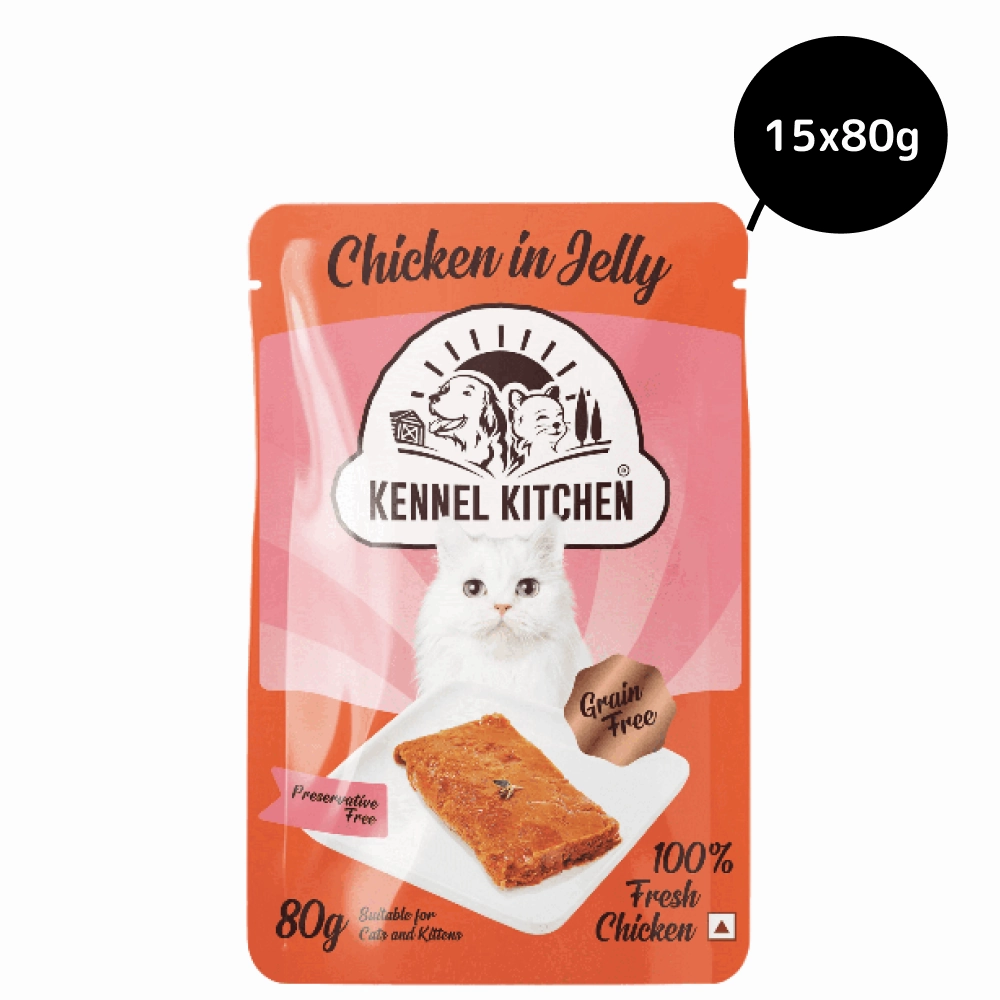 Kennel Kitchen Chicken in Jelly Wet Food and Creameroo Chicken with Mackerel Creamy Treats for Cats Combo