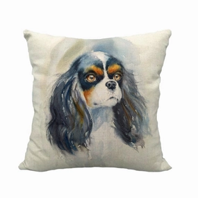 King Charles Cavalier Black & Tan Face Throw Cushion