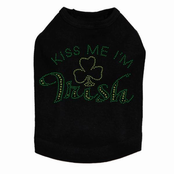 Kiss Me Clover Rhinestone Dog Tank