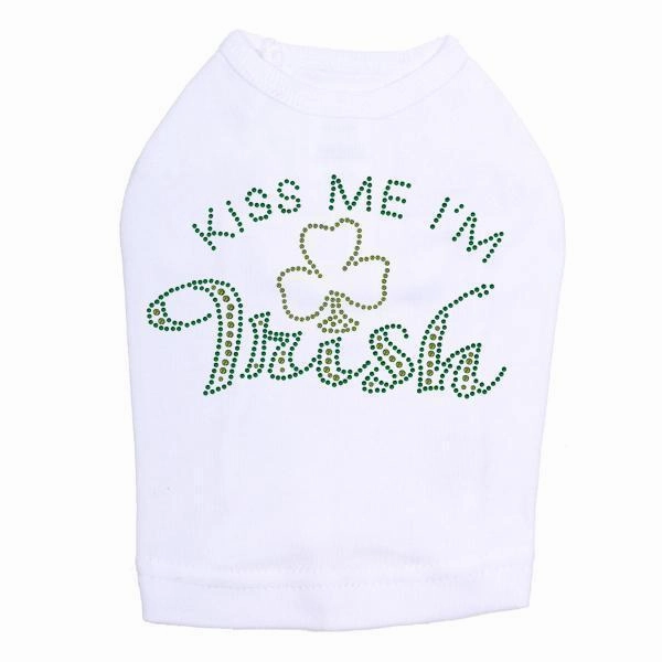 Kiss Me Clover Rhinestone Dog Tank