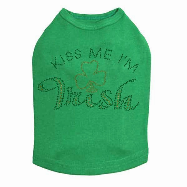 Kiss Me Clover Rhinestone Dog Tank
