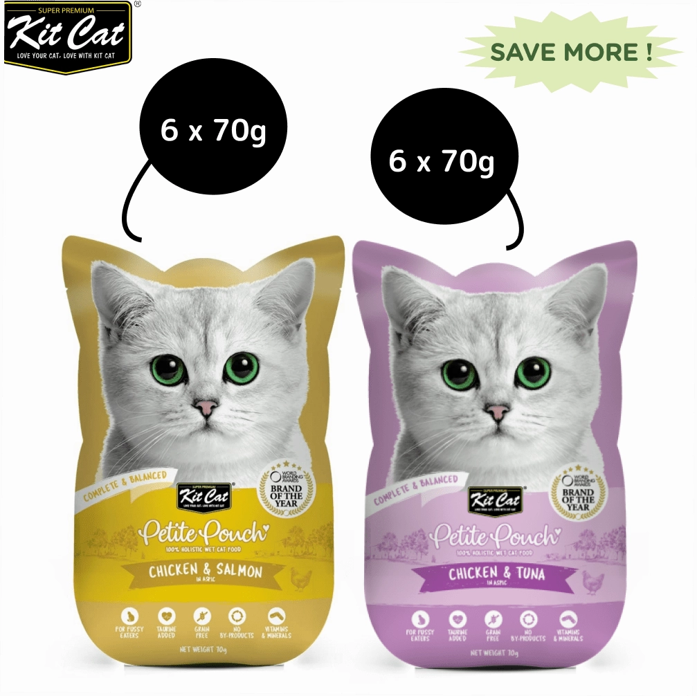 Kit Cat Chicken and Tuna and Chicken and Salmon Cat Wet Food Combo