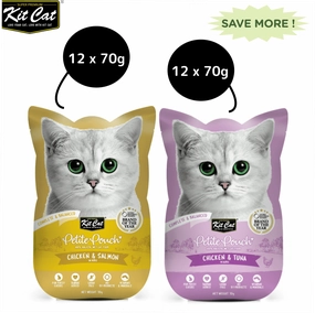 Kit Cat Chicken and Tuna and Chicken and Salmon Cat Wet Food Combo