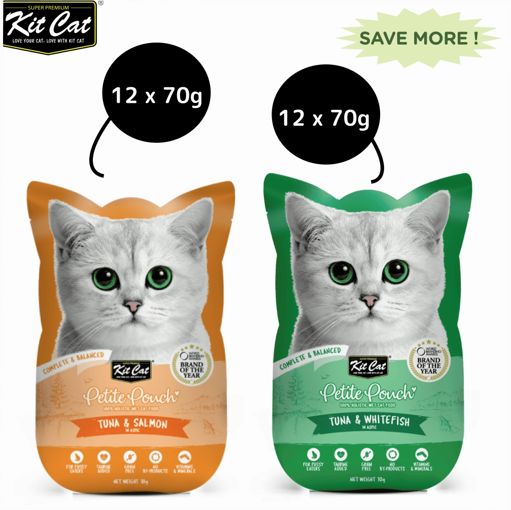 Kit Cat Tuna and Salmon Fish and Tuna and White Fish Cat Wet Food Combo