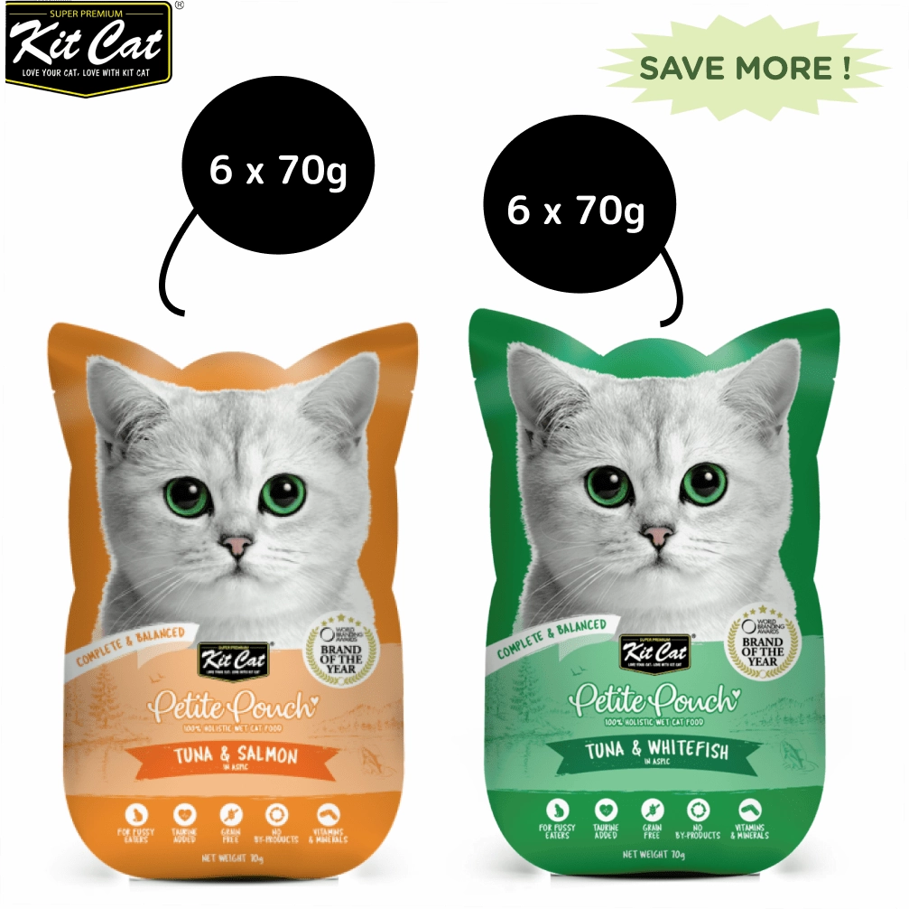 Kit Cat Tuna and Salmon Fish and Tuna and White Fish Cat Wet Food Combo