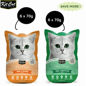 Kit Cat Tuna and Salmon Fish and Tuna and White Fish Cat Wet Food Combo