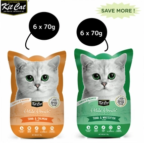 Kit Cat Tuna and Salmon Fish and Tuna and White Fish Cat Wet Food Combo