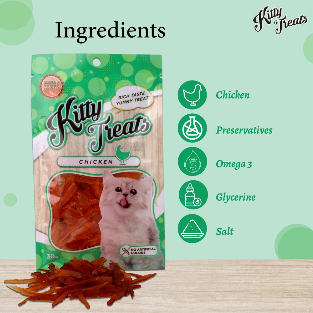 Kitty Treats Soft Chicken and Tuna, Chicken with Shrimp Flavour and Soft Chicken Jerky Sliced Cat Treats Combo