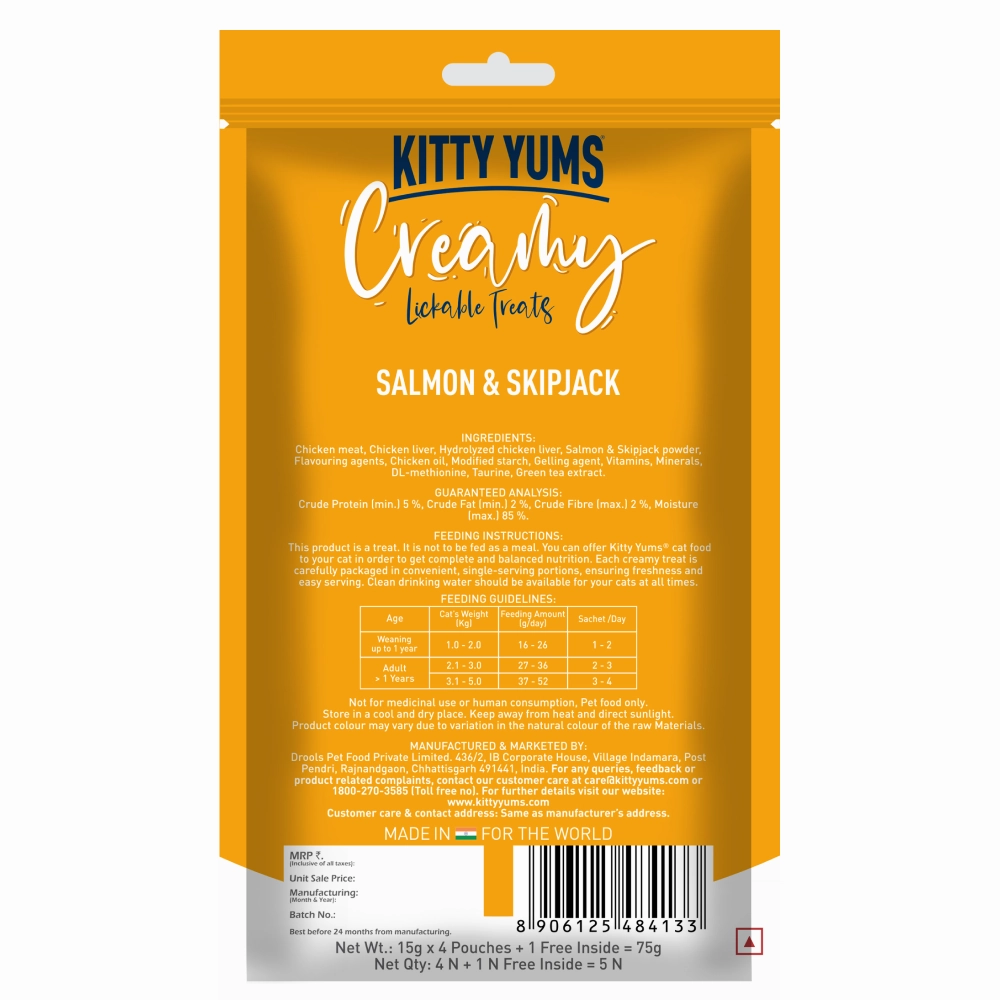 Kitty Yums Salmon & Skipjack Creamy Cat Treats