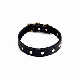 Lambert Classic Studded Leather Dog Collar Onyx