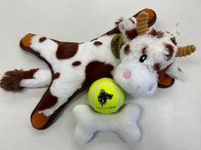 Lightning Dog Baby Fuzzy Brown Cow with Surprise Toys inside Plush Dog Toy