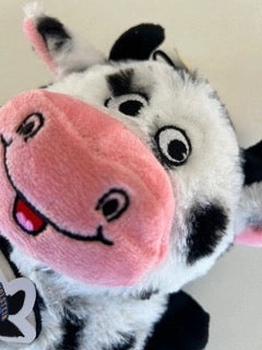 Lightning Dog Barnyard Bouncy Cow Plush Dog Toy