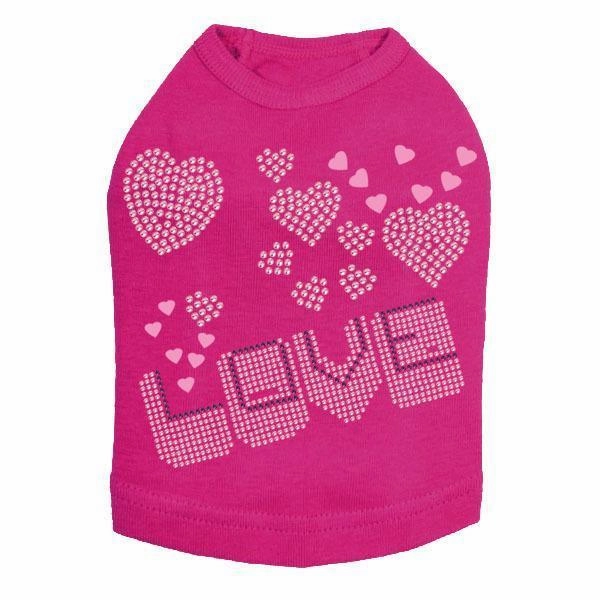 Love Pink And Purple Rhinestone Dog Tank