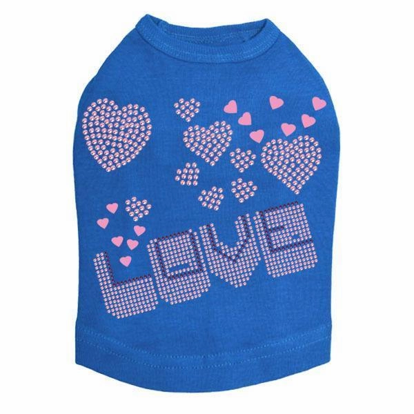 Love Pink And Purple Rhinestone Dog Tank