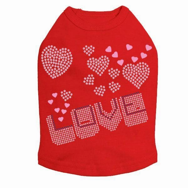 Love Pink And Purple Rhinestone Dog Tank