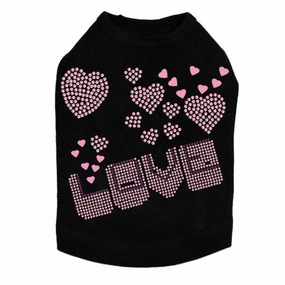 Love Pink And Purple Rhinestone Dog Tank