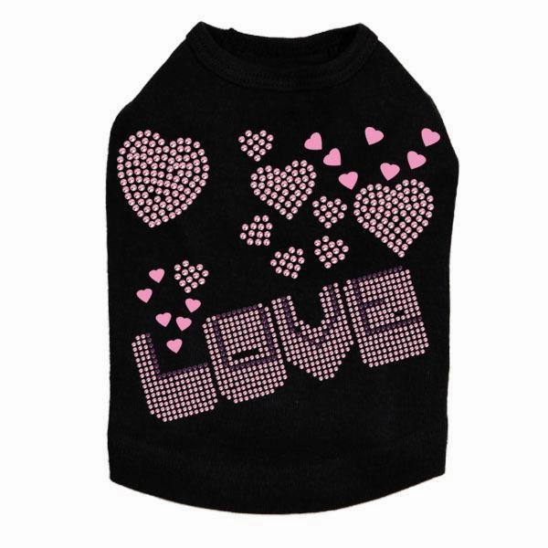 Love Pink And Purple Rhinestone Dog Tank