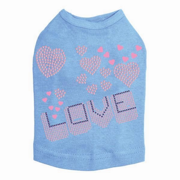 Love Pink And Purple Rhinestone Dog Tank