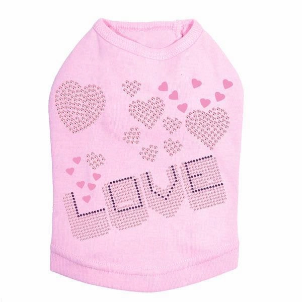 Love Pink And Purple Rhinestone Dog Tank
