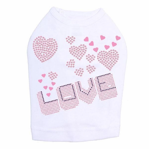 Love Pink And Purple Rhinestone Dog Tank