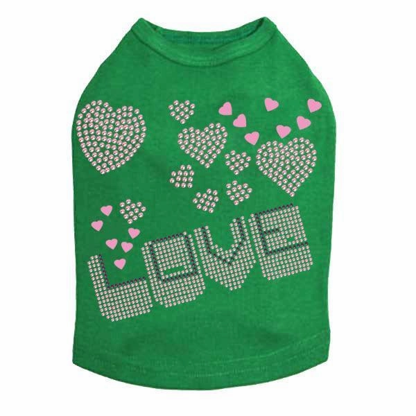 Love Pink And Purple Rhinestone Dog Tank
