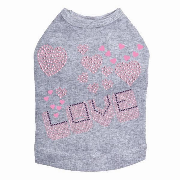 Love Pink And Purple Rhinestone Dog Tank