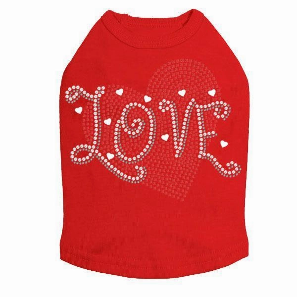 Love Red Heart Rhinestone Dog Tank