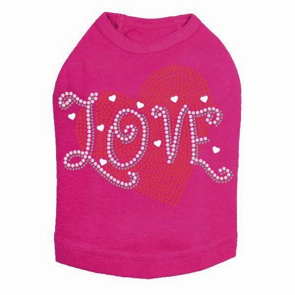 Love Red Heart Rhinestone Dog Tank