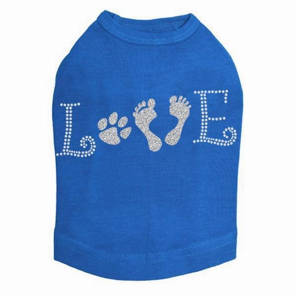 Love With Paw And Feet Rhinestone Dog Tank