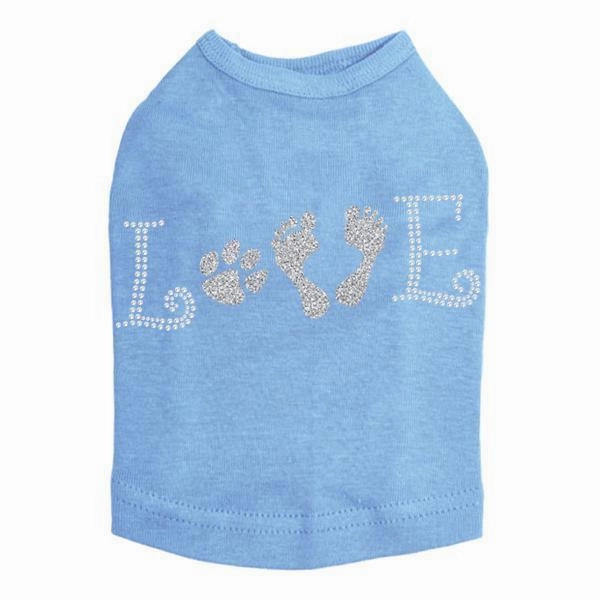 Love With Paw And Feet Rhinestone Dog Tank