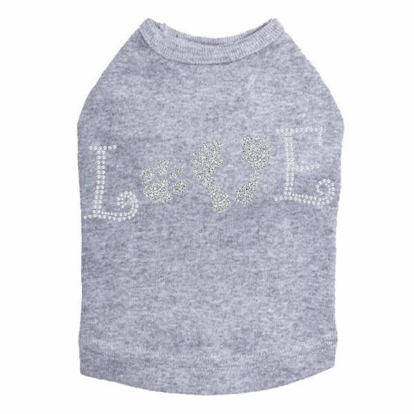 Love With Paw And Feet Rhinestone Dog Tank