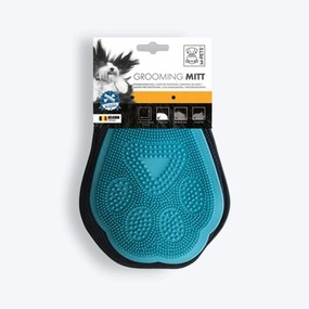 M Pets Grooming Mitt for Dogs and Cats (Black/Blue)