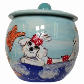Maltese 3 Dog Treat Jar