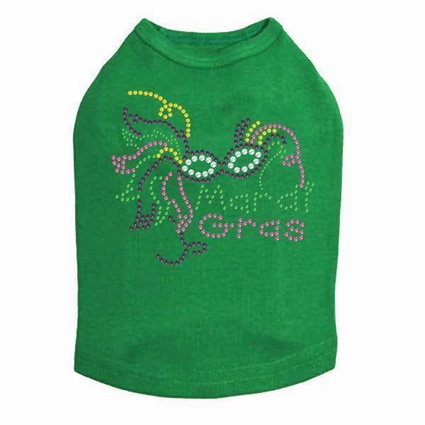 Mardi Gras Mask 5 Rhinestone Dog Tank