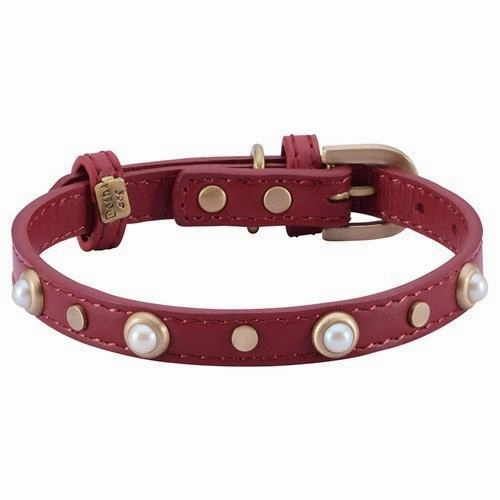 Mini Boho Red Leather Dog Collar