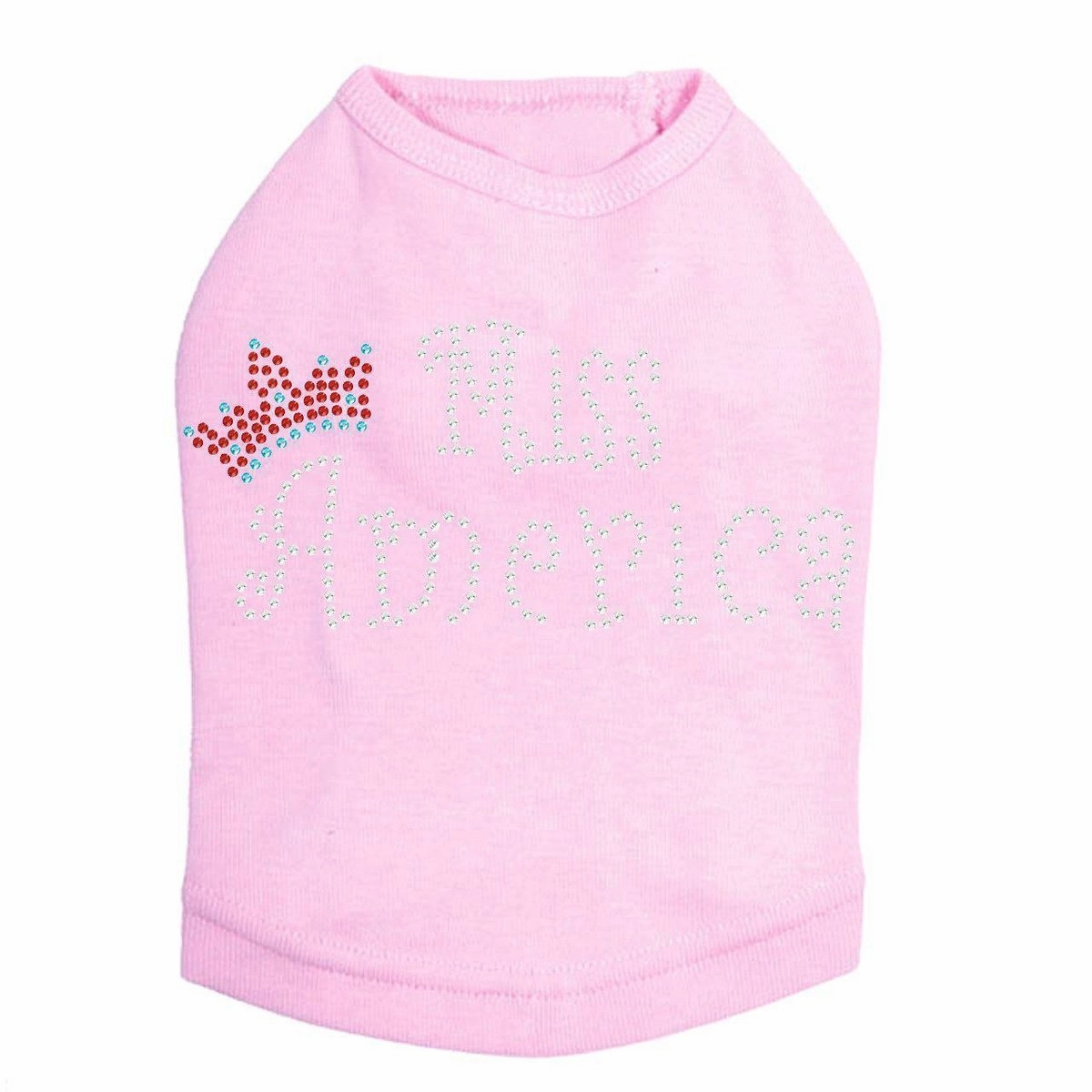 Miss America With Crown Rhinestone Dog Tank