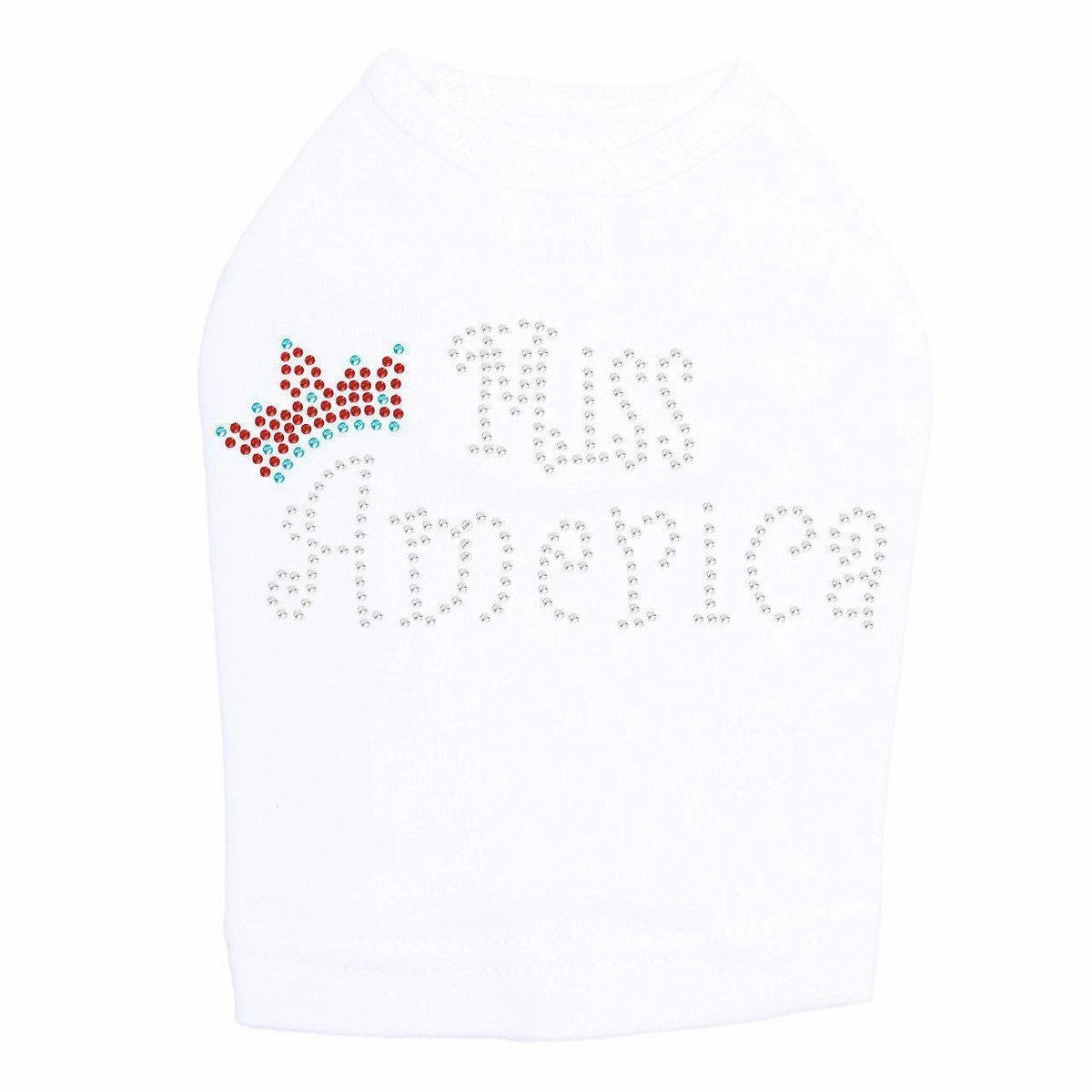 Miss America With Crown Rhinestone Dog Tank