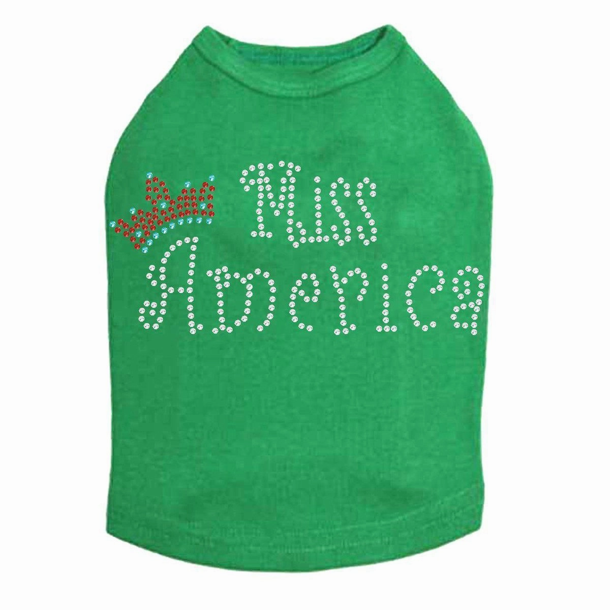 Miss America With Crown Rhinestone Dog Tank