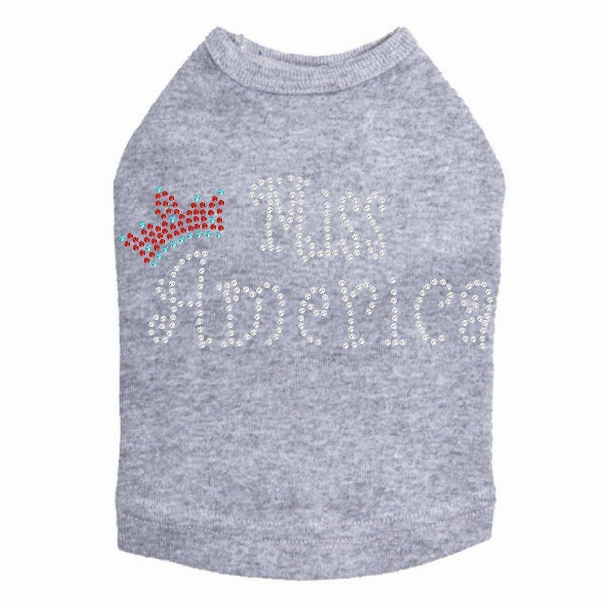 Miss America With Crown Rhinestone Dog Tank