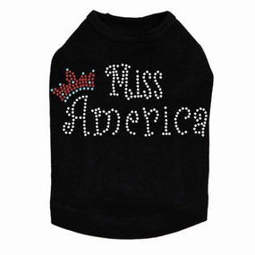 Miss America With Crown Rhinestone Dog Tank