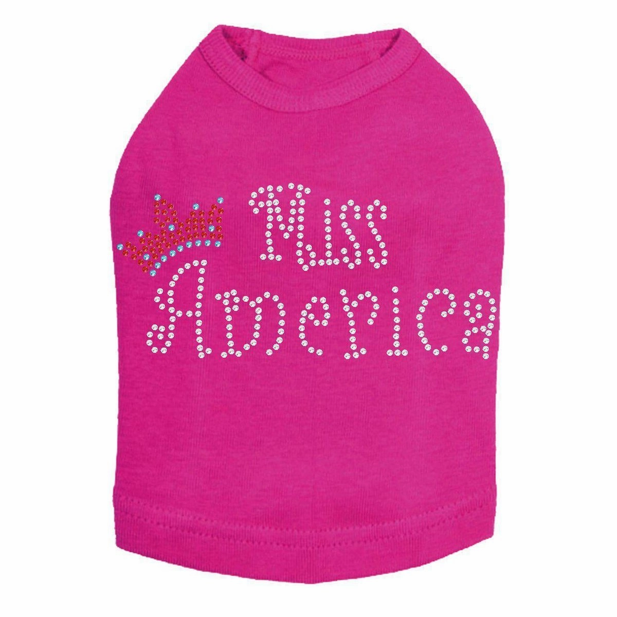 Miss America With Crown Rhinestone Dog Tank