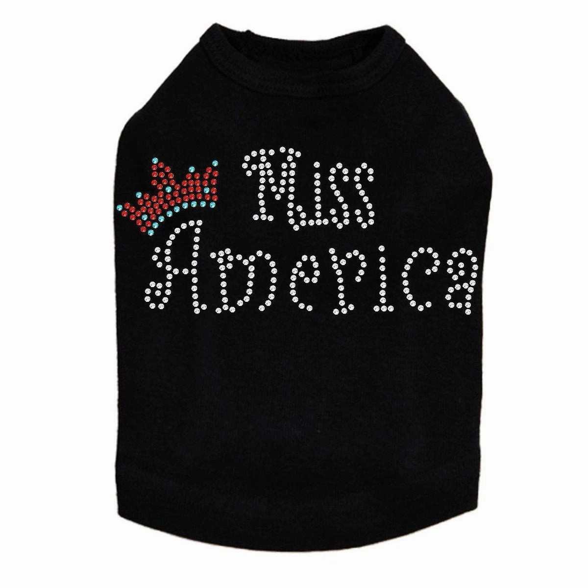 Miss America With Crown Rhinestone Dog Tank