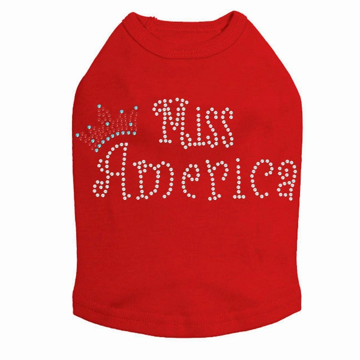 Miss America With Crown Rhinestone Dog Tank