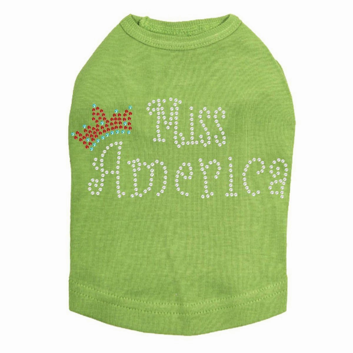 Miss America With Crown Rhinestone Dog Tank