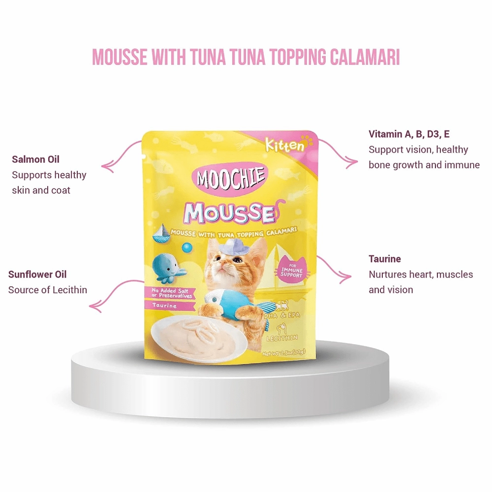 Moochie Mousse with Tuna Topping Calamari Cat Treats