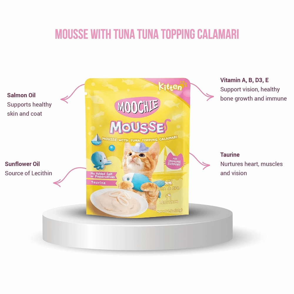 Moochie Mousse with Tuna Topping Calamari Cat Treats