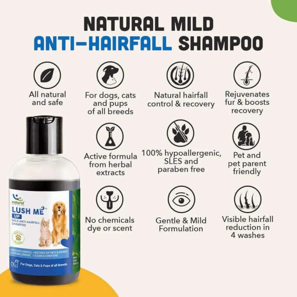 Natural Remedies Lush Me Up Anti Hairfall Shampoo & Orthoron Joint Supplement Dogs & Cats Combo