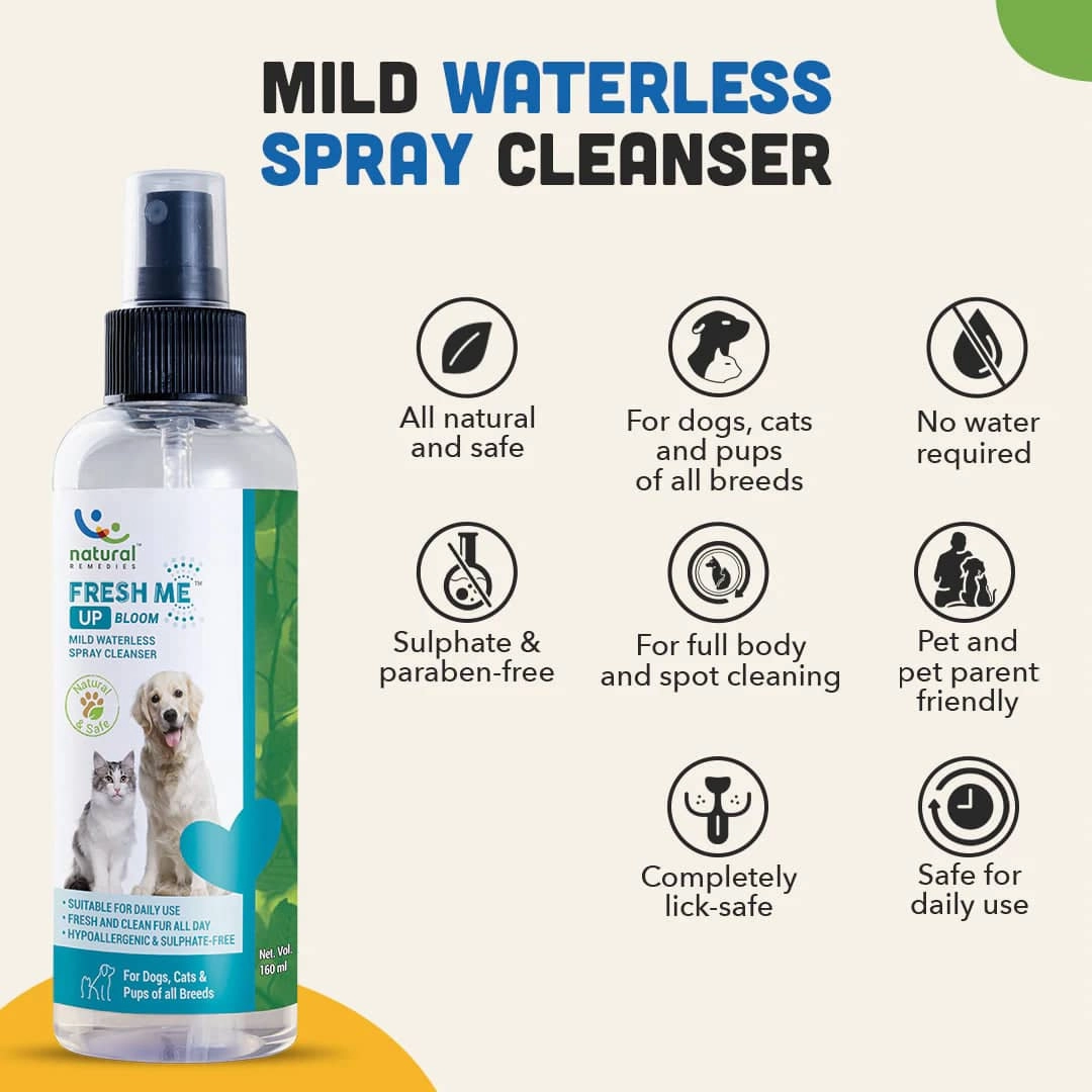 Natural Remedies Natgut Digestive Tablets & Fresh Me Up Bloom Dry Shampoo Dogs & Cats Combo