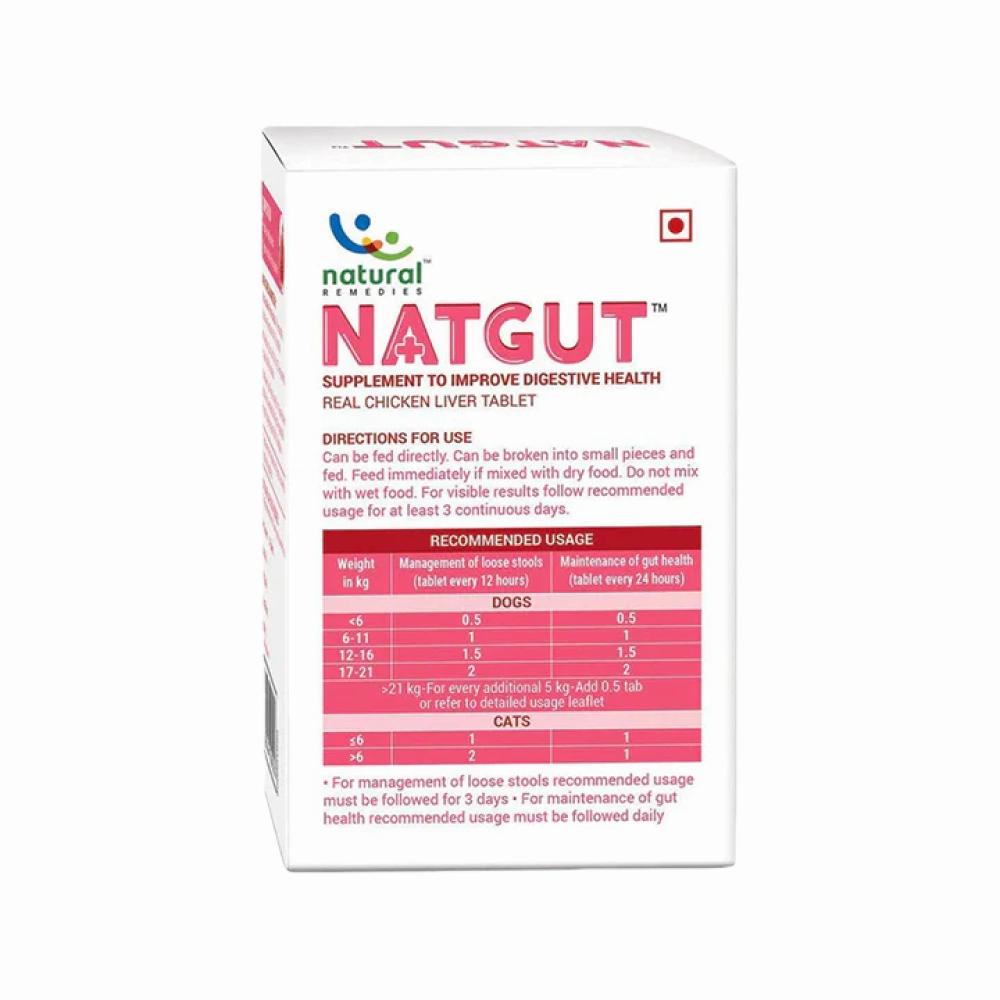 Natural Remedies Natgut Digestive Tablets & Fresh Me Up Bloom Dry Shampoo Dogs & Cats Combo