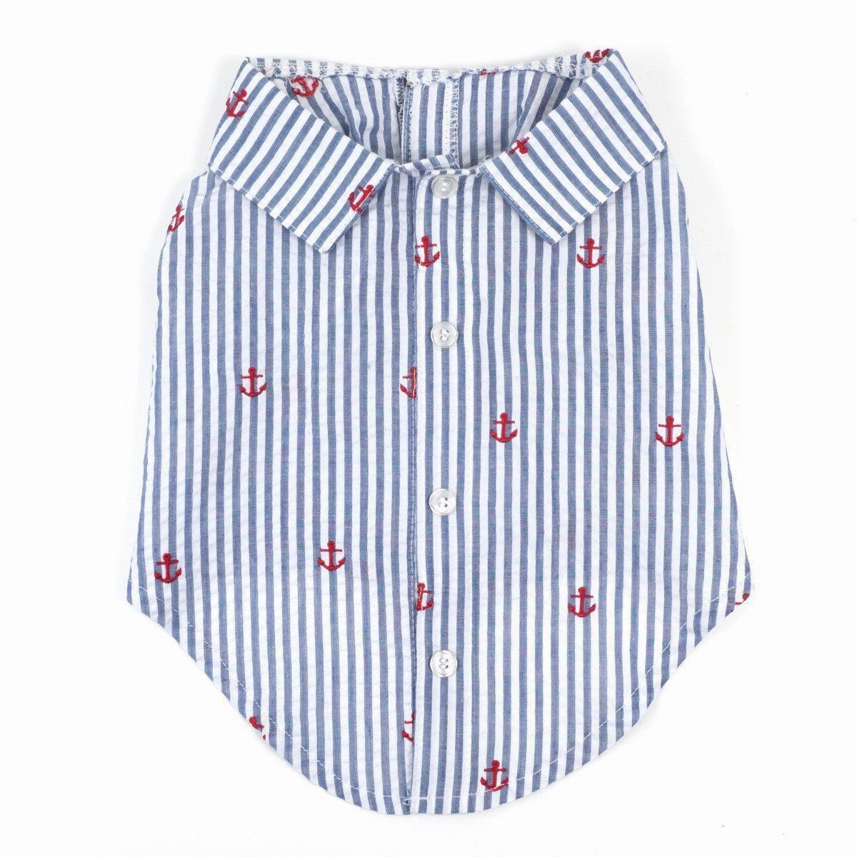 Navy Stripe Anchor Woven Dog Shirt 2XL